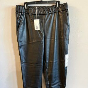 Black Faux Leather Pants Size L with Tags